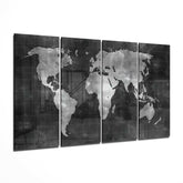 World Map 4 Pieces Mega Glass Wall Art (59"x36") | Insigne Art Design.